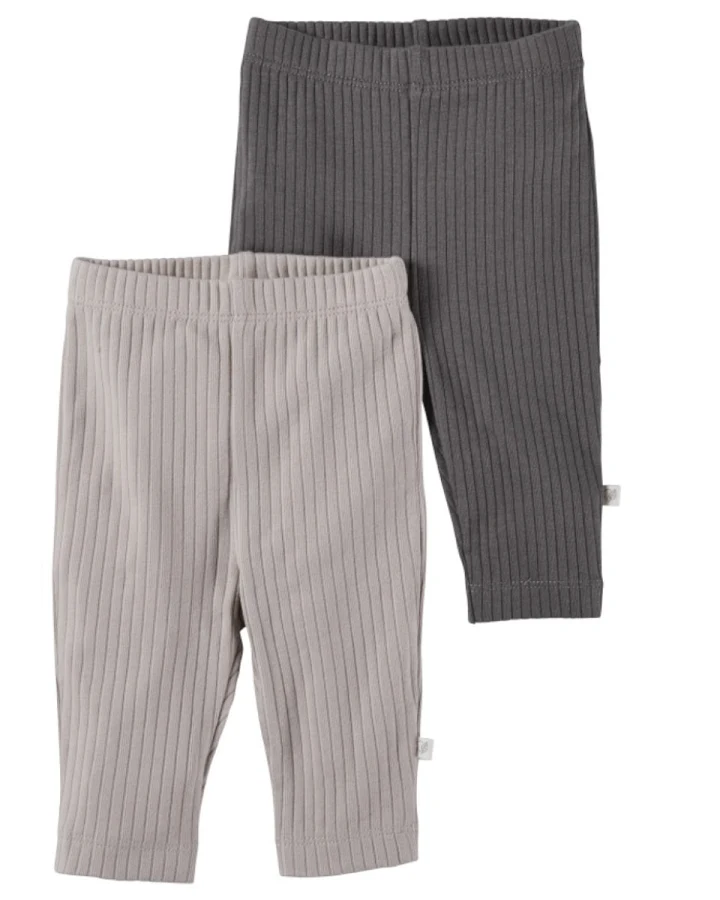Baby und Kinder Leggings Bio-Baumwolle 2er Set grau-greige Gr. 50/56