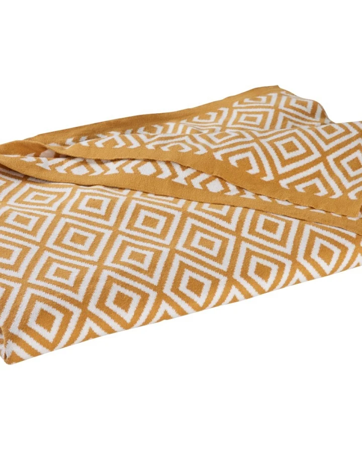 Kuscheldecke Bio-Baumwolle, Raute curry Maße 130 x 170 cm