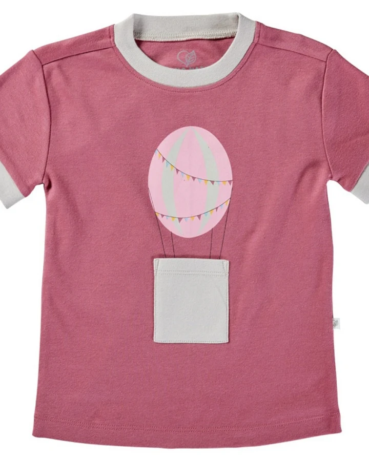 Kinder T-Shirt Bio-Baumwolle Heißluftballon beere Gr.86/92