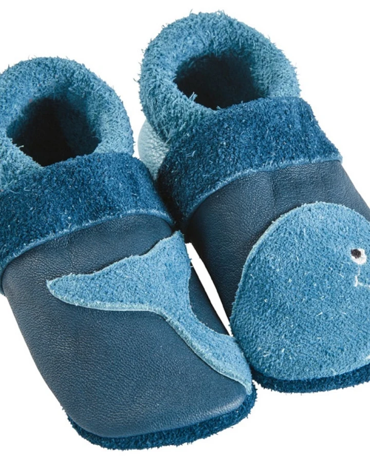 Baby und Kinder Hausschuhe Krabbelschuhe Ecopell Leder Großer Wal Gr.26