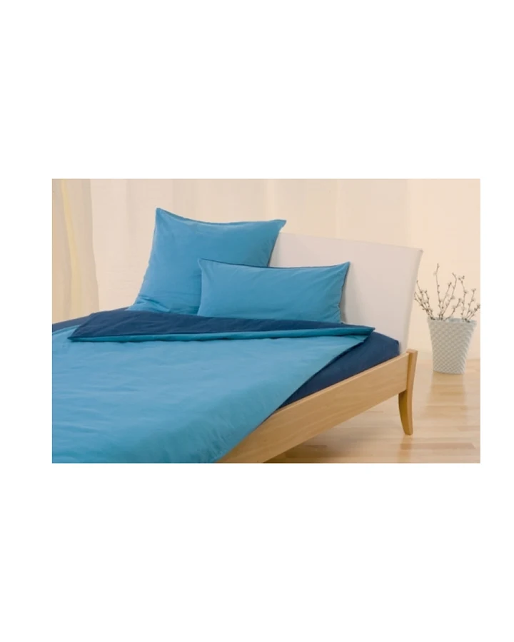 Biber-Wendebettwäsche Bio-Baumwolle azurblau-türkis Set 135x200 / 80x80 cm