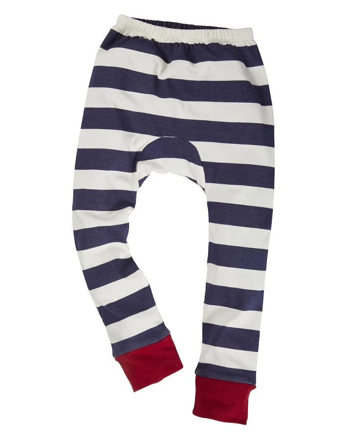 Kinder Unterhose lang Bio-Baumwolle Blockstreifen Blau Gr. 86/92