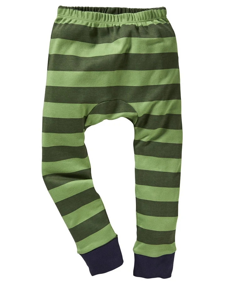 Kinder Unterhose lang Bio-Baumwolle Blockstreifen Grün Gr. 86/92