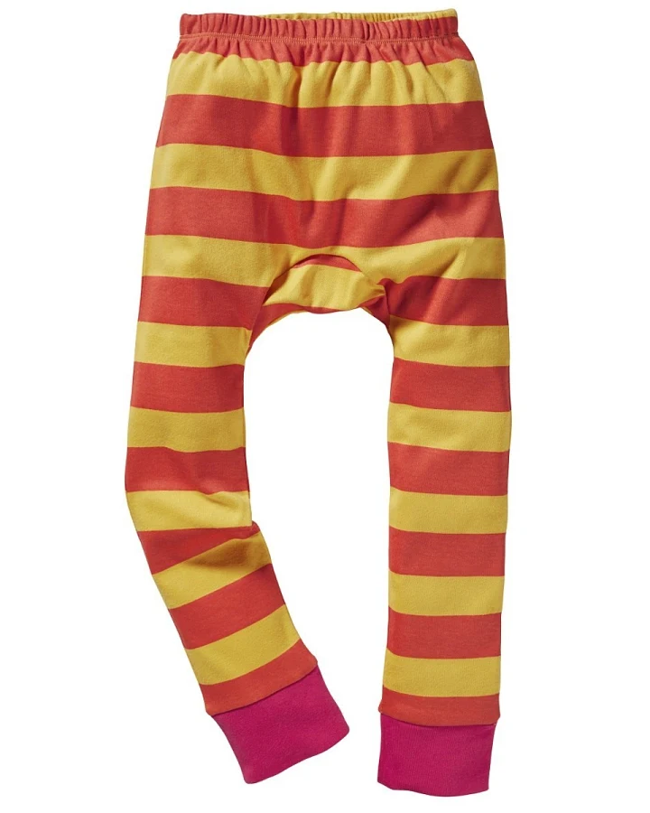 Kinder Unterhose lang Bio-Baumwolle Blockstreifen Koralle Gr. 86/92