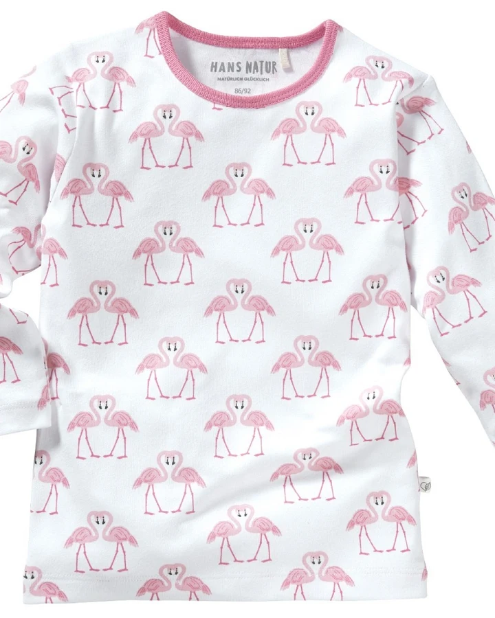 Kinder Unterhemd Langarm Bio-Baumwolle Flamingo Gr. 86/92