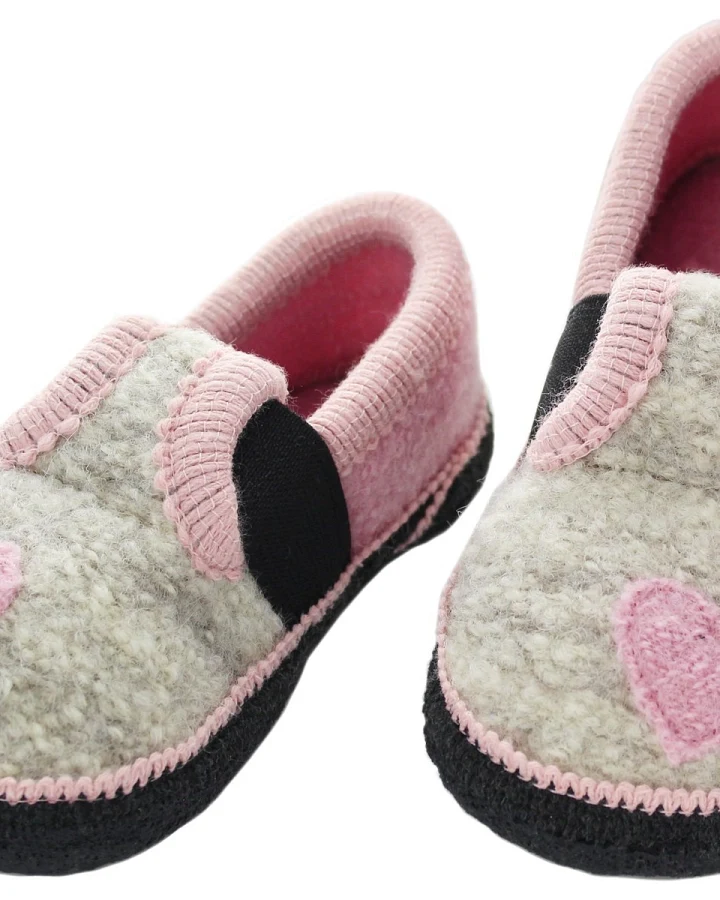 Kinder Hausschuhe Walkpuschen Doppelherzen rosa Gr.23
