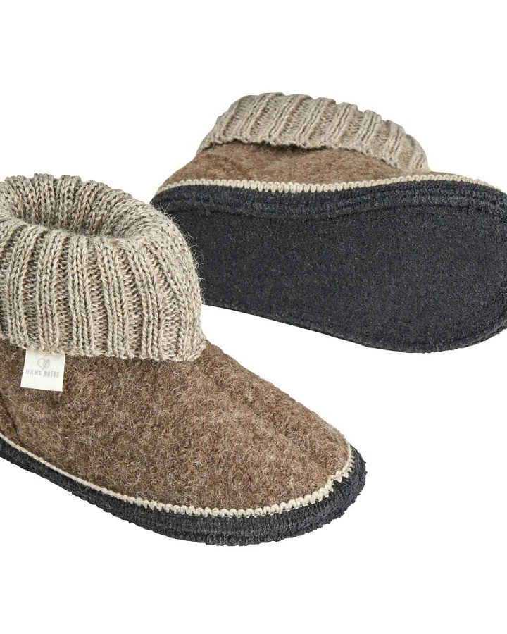 Kinder Hausschuhe Hüttenschuhe braun-beige Gr.23