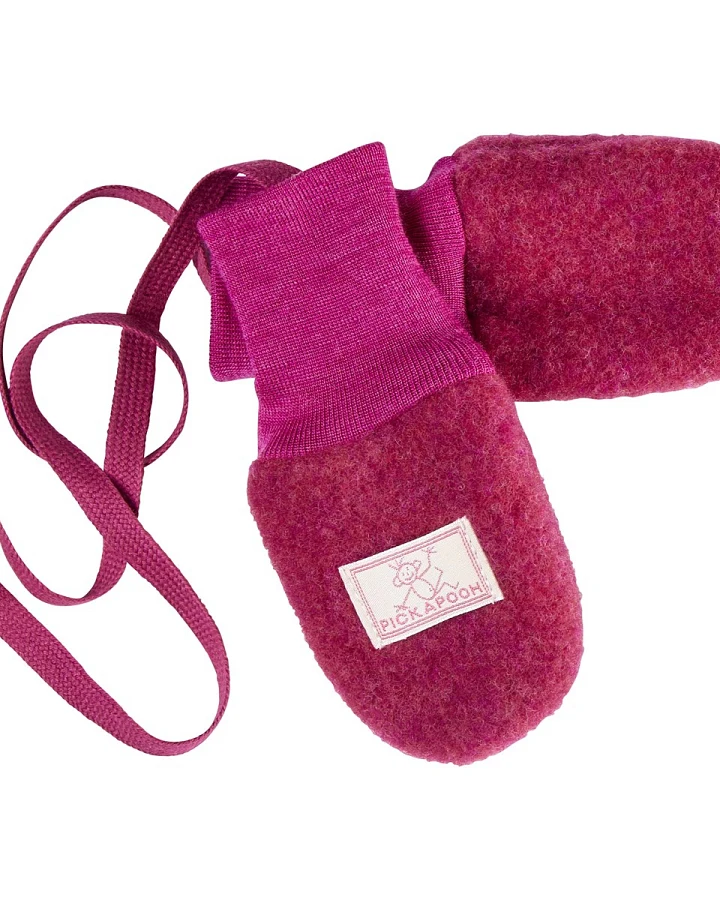 Pickapooh Baby und Kinder Fäustlinge Bio-Schurwolle Fleece granita Gr.1 (bis 9 Monate)