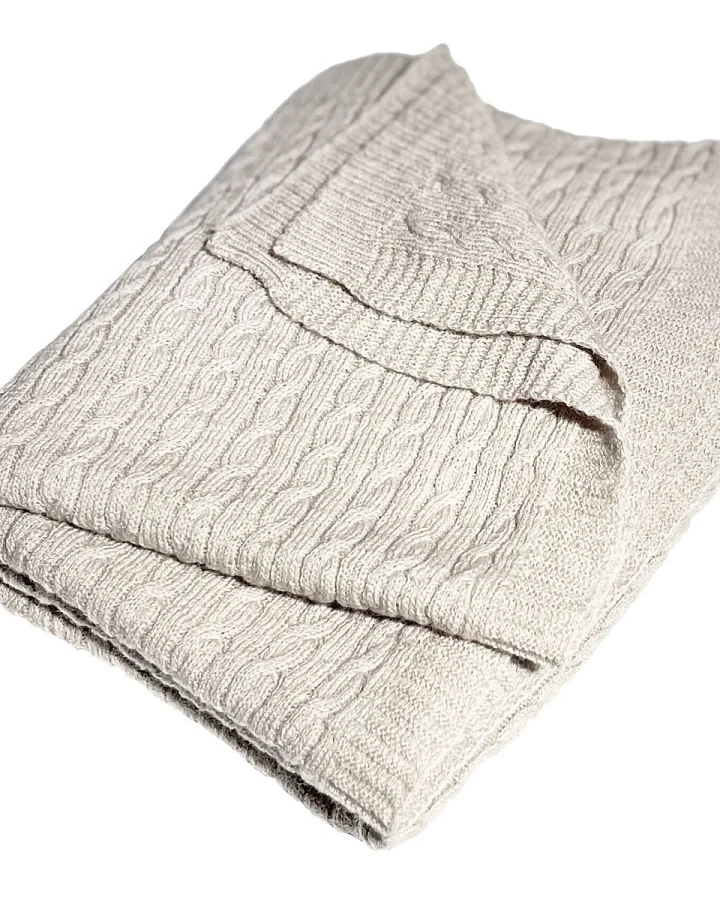Babydecke Bio-Merinowolle Zopfstrick beige Maße 80 x 100 cm