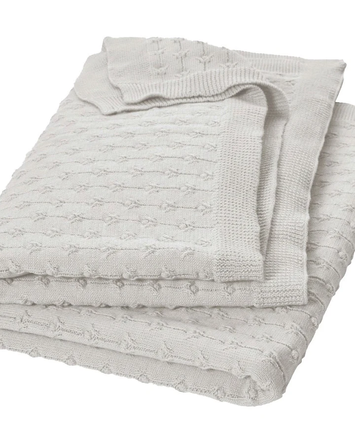 Babydecke Bio-Merinowolle Pointelle grau Maße 80 x 100 cm