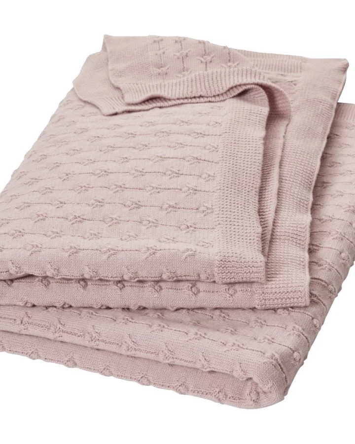 Babydecke Bio-Merinowolle Pointelle altrosa Maße 80 x 100 cm