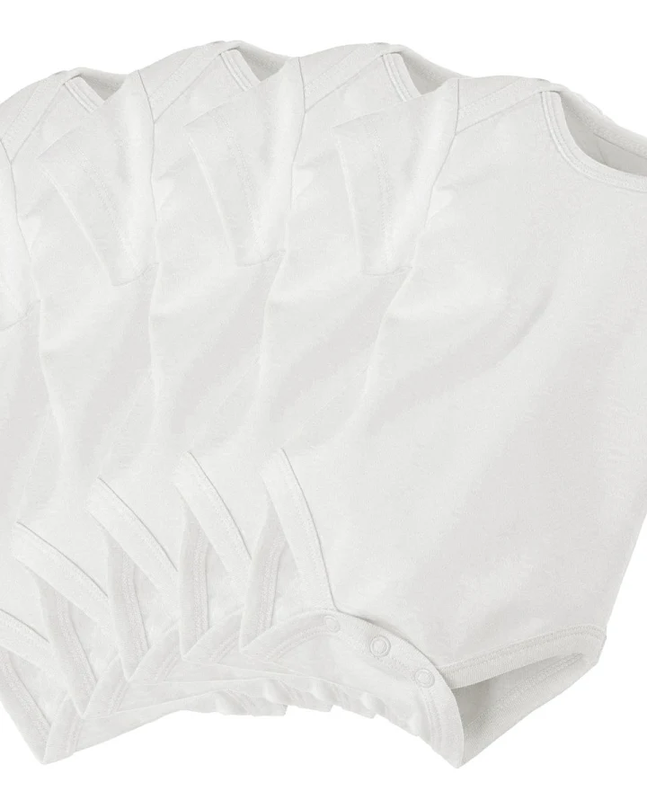 Baby Body Kurzarm Bio Baumwolle 5er Set off white Gr. 50/56