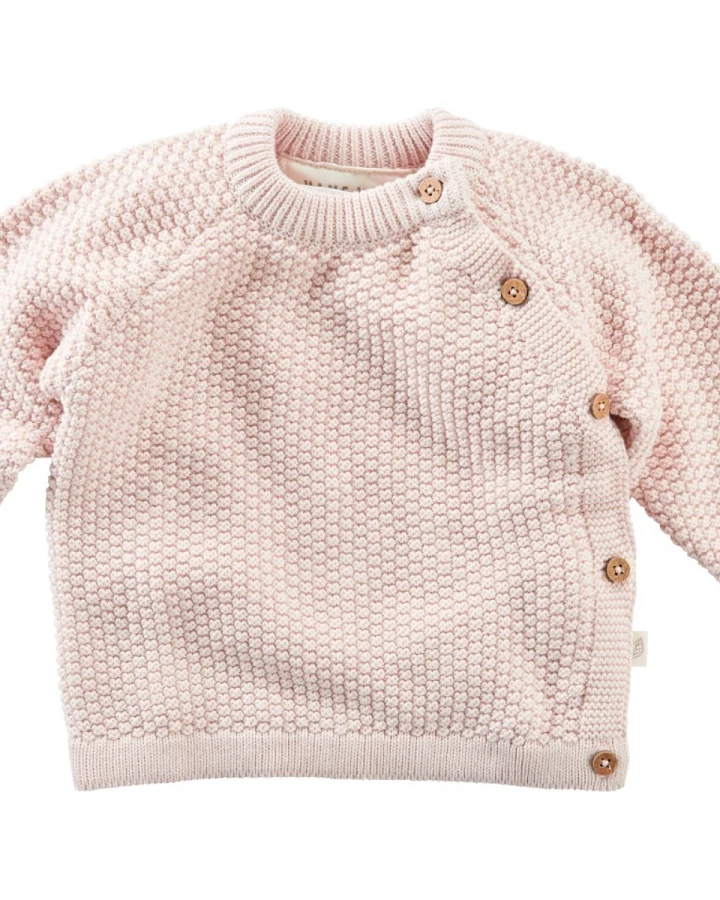 Baby Jacke Perl-Strick Bio-Baumwolle rosé melange Gr.62/68