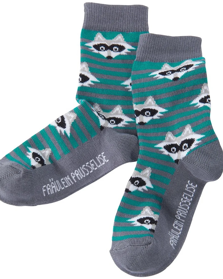Kinder Socken Waschbär petrol Gr.23-26