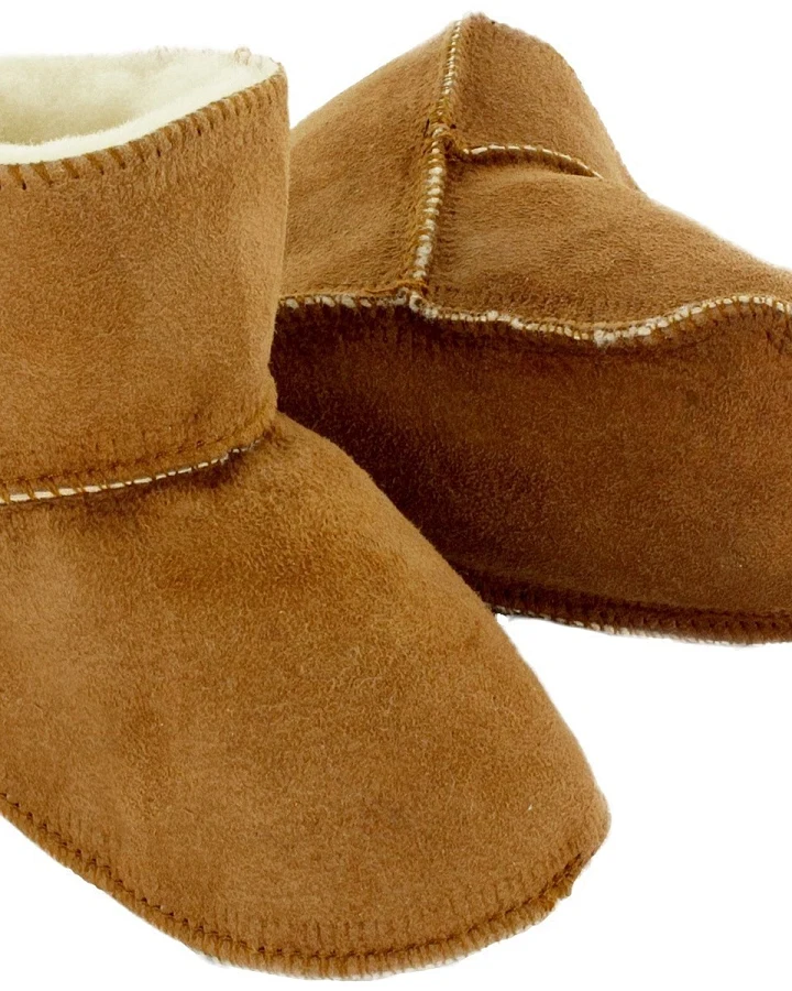 Babyschuhe Lammfell, Veloursleder, pflanzlich gegerbt braun Gr.16/17