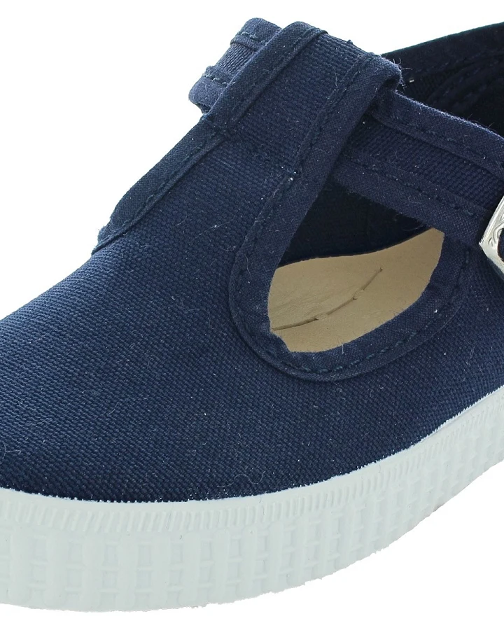Natural World Kinder Schuhe Ballerinas mit Riemchen und Druckknopf marine Gr.21
