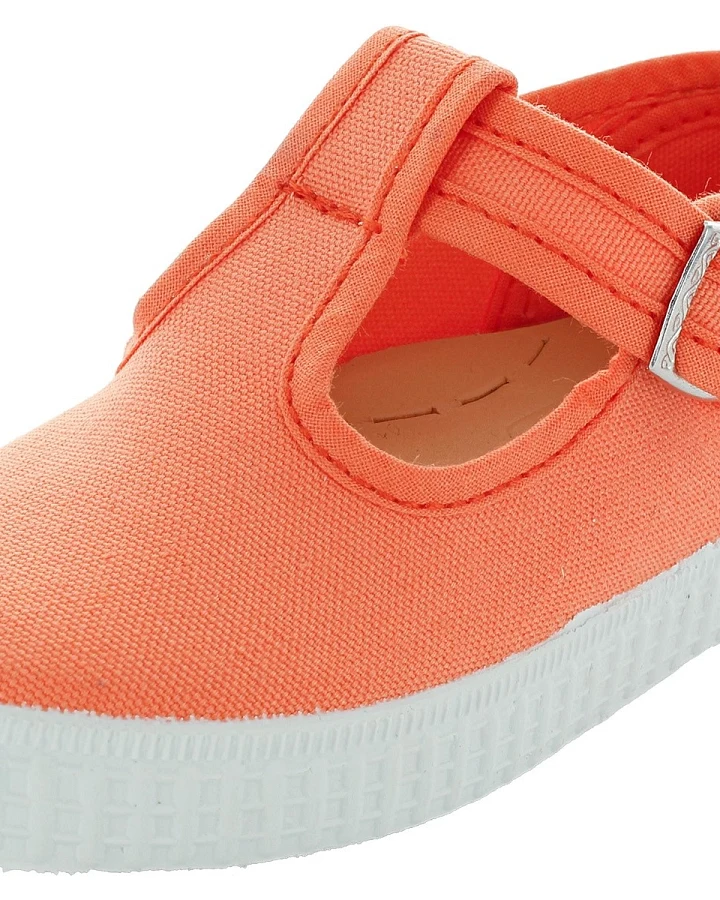 Natural World Kinder Schuhe Ballerinas mit Riemchen und Druckknopf orange Gr.20