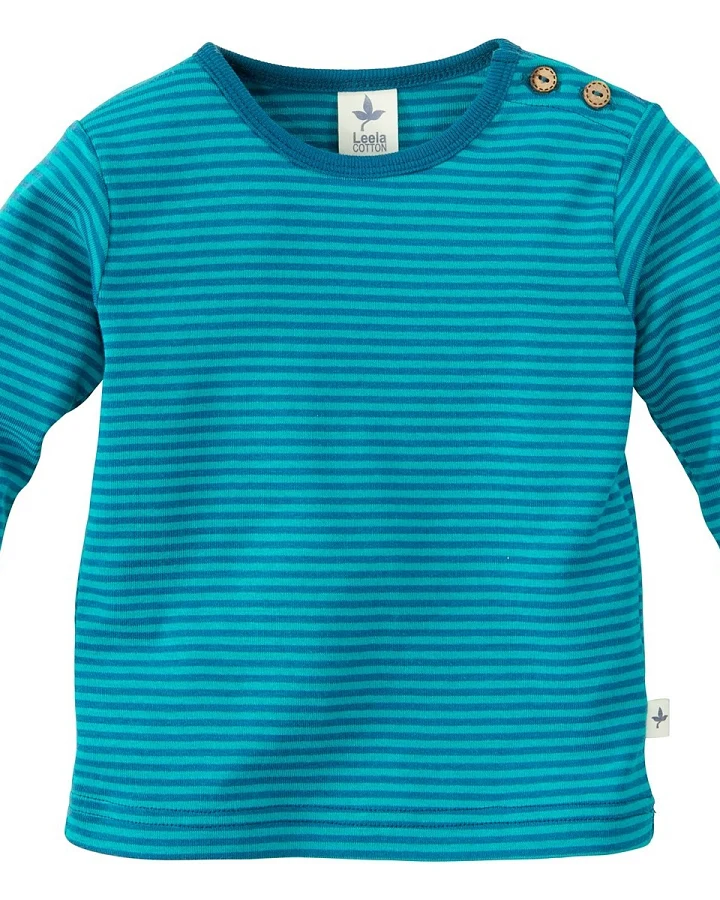 Baby und Kinder Langarmshirt blau-grün-geringelt Gr.62/68