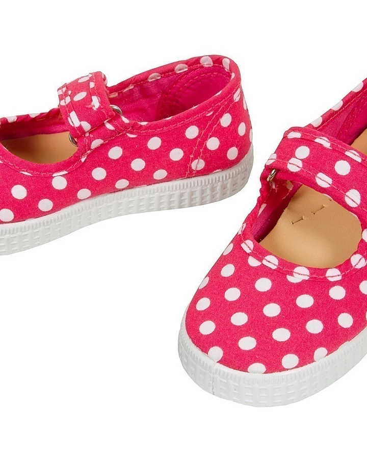 Natural World Kinder Schuhe Ballerinas mit Klettverschluss fuchsie-pünktchen Gr.25