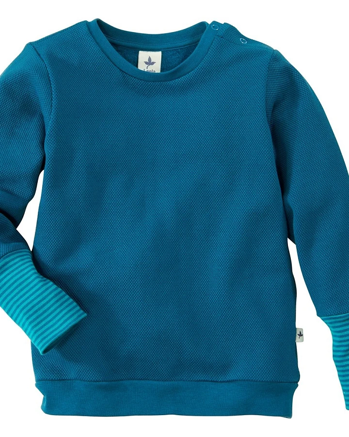 Kinder Pullover Piqué tiefblau-grün Gr.74/80