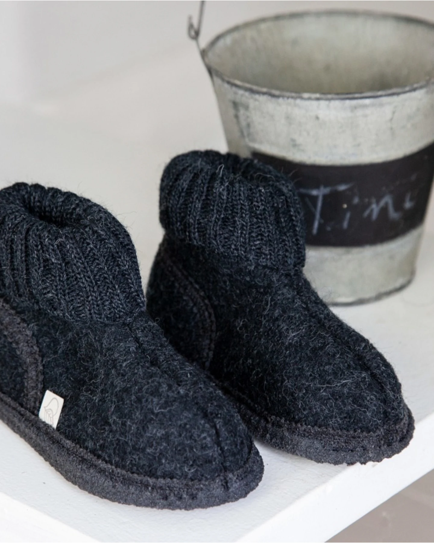 Kinder Hausschuhe Hüttenschuhe anthrazit Gr.23 – Ansicht 2