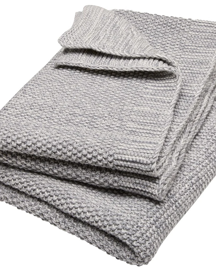 Babydecke Bio-Baumwolle Strick Qualität light grey natur Maße 80 x 95 cm