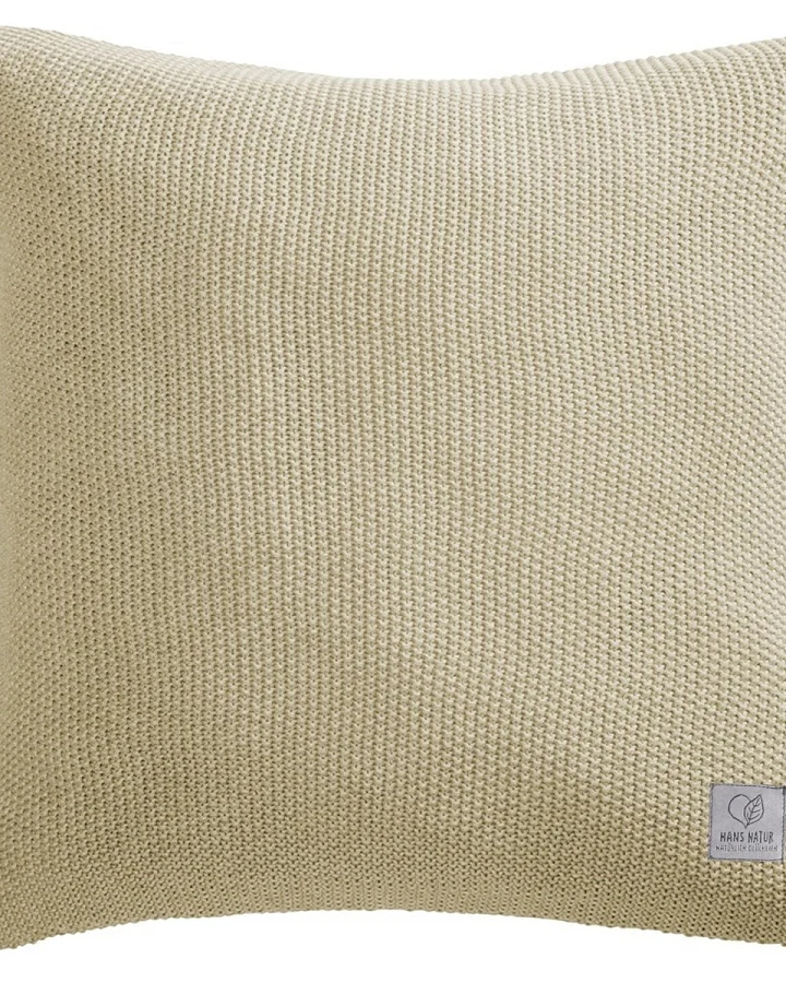 Kissenbezug 50x50 cm Bio-Baumwolle Strick sand melange Mit Reißverschluss