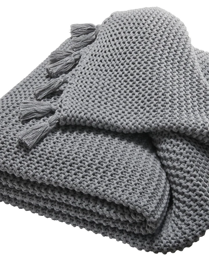 Kuscheldecke für Erwachsene Bio Baumwolle stone lightgrey-melange Maße 150 x 200 cm
