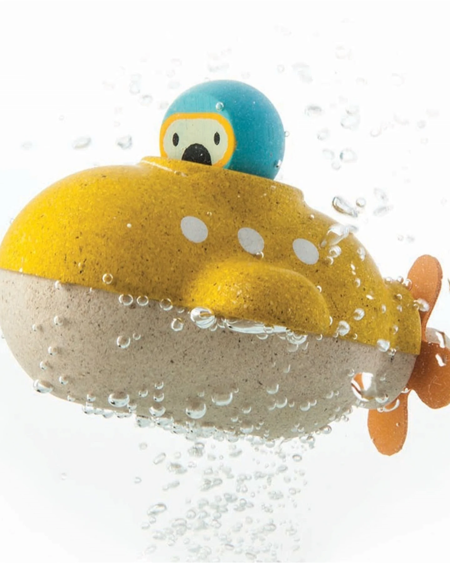 PlanToys Badewannenspielzeug U-Boot aus recyceltem Kautschukholz Maße 9,8 x 12,4 x 6 cm – Ansicht 2
