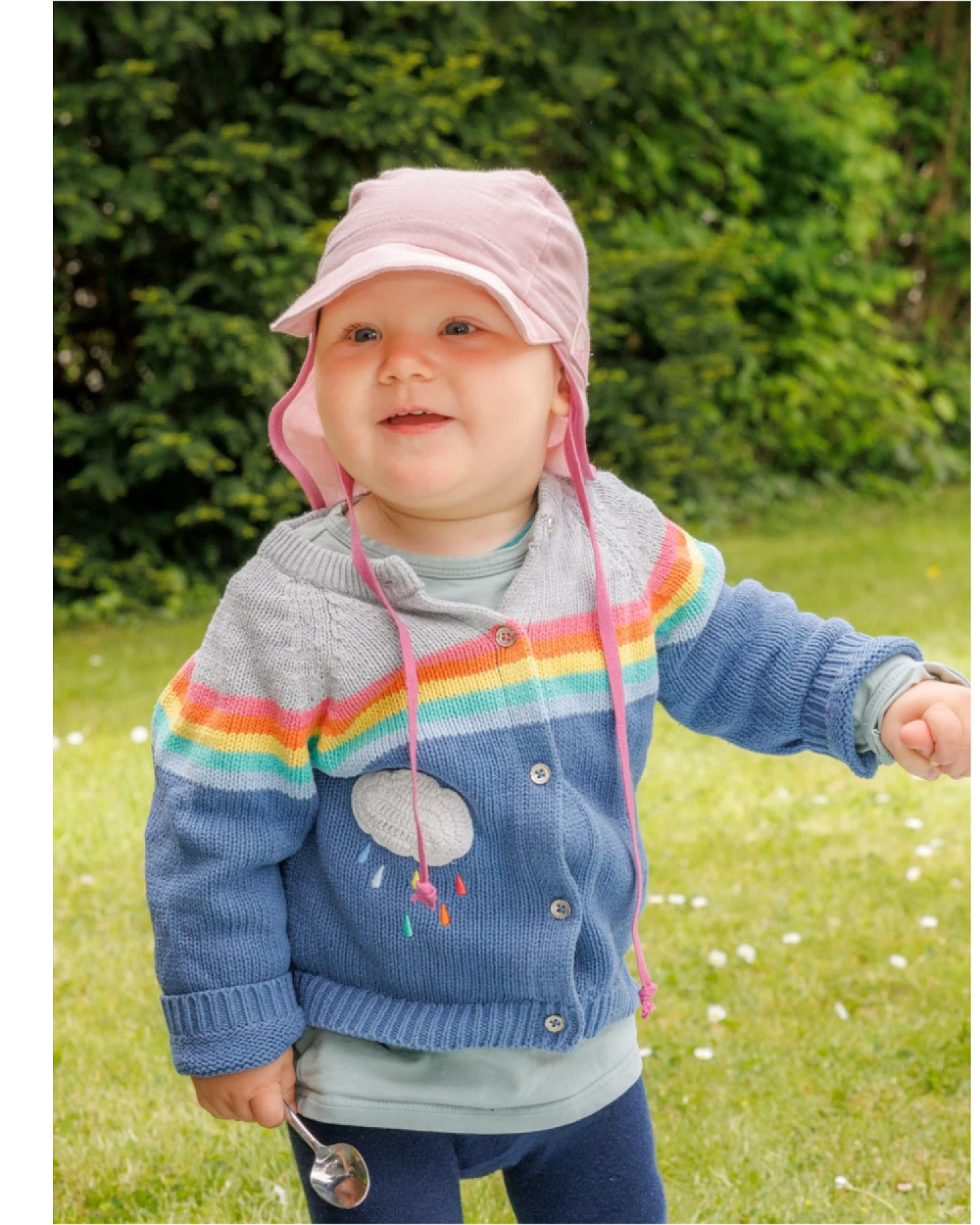 Pickapooh Kinder Mütze mit Nackenschutz Musselin mauve Gr.46 – Ansicht 2