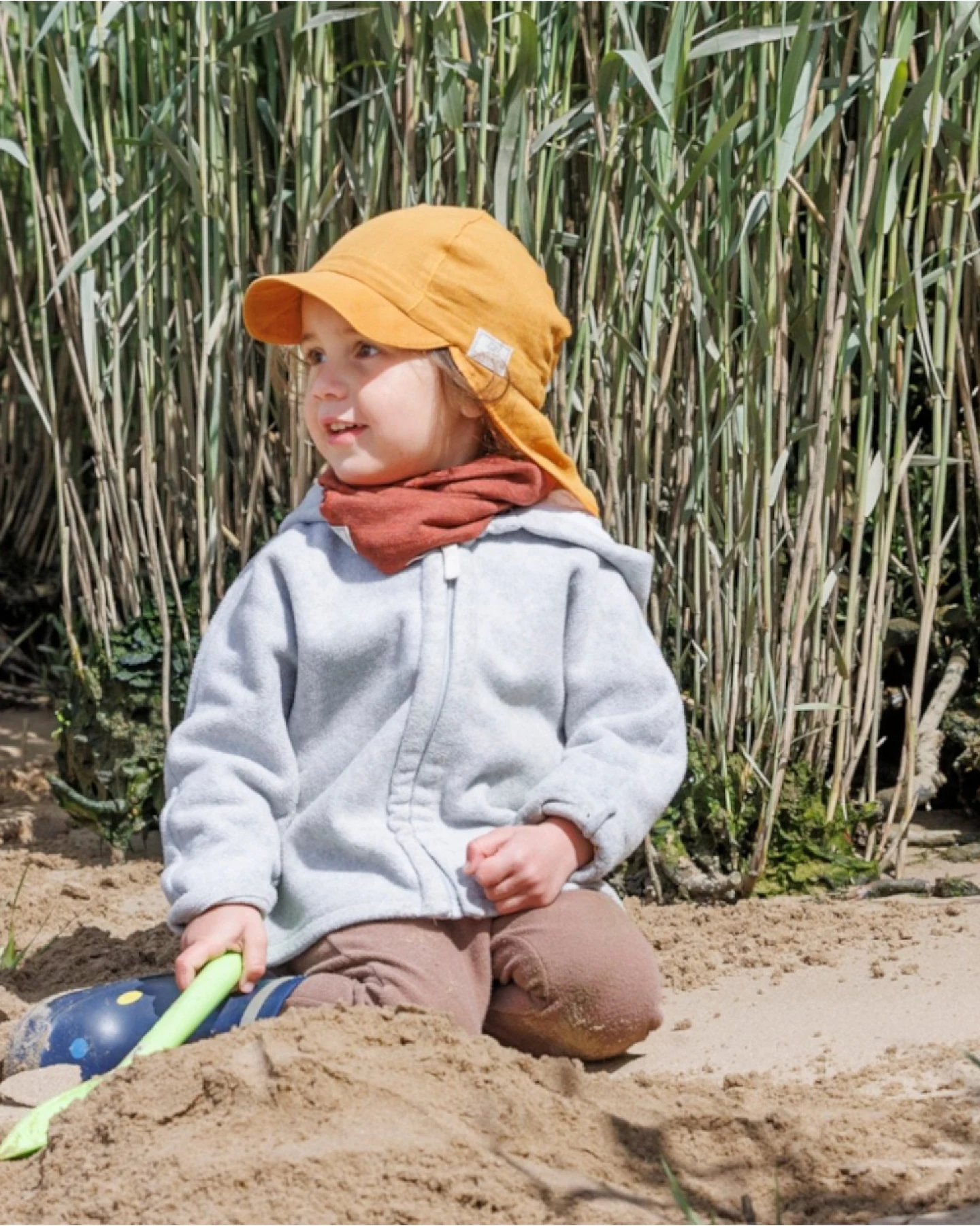Pickapooh Kinder Mütze mit Nackenschutz Musselin sunflower Gr.46 – Ansicht 2