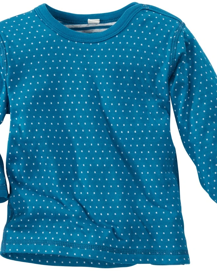 Baby und Kinder Langarmshirt zum Wenden Pünktchen blau-weiß Gr.74/80