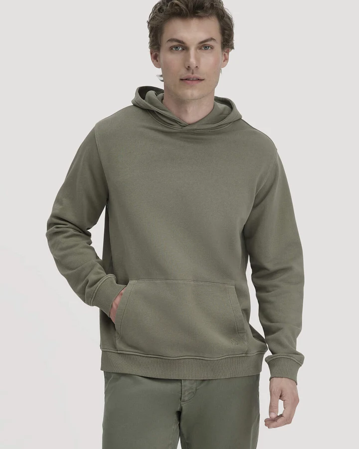 hessnatur Herren Sweathoodie Relaxed aus Bio-Baumwolle - grün - Größe 46