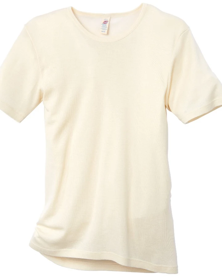 Engel Natur Kurzarm Unterhemd Unisex Wolle Seide natur Gr.46/48