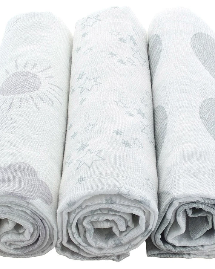 Spucktücher Bio-Baumwolle 3er-Set Grey Maße 75 x 75 cm