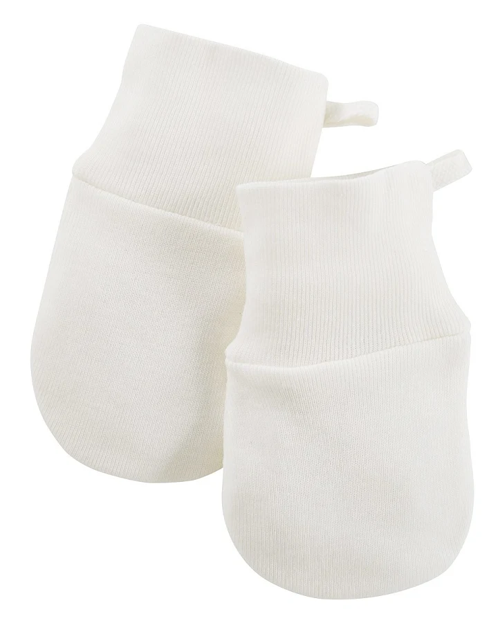 Baby Handschuhe Fäustlinge Kratzschutz Bio-Baumwolle off white Gr. 0