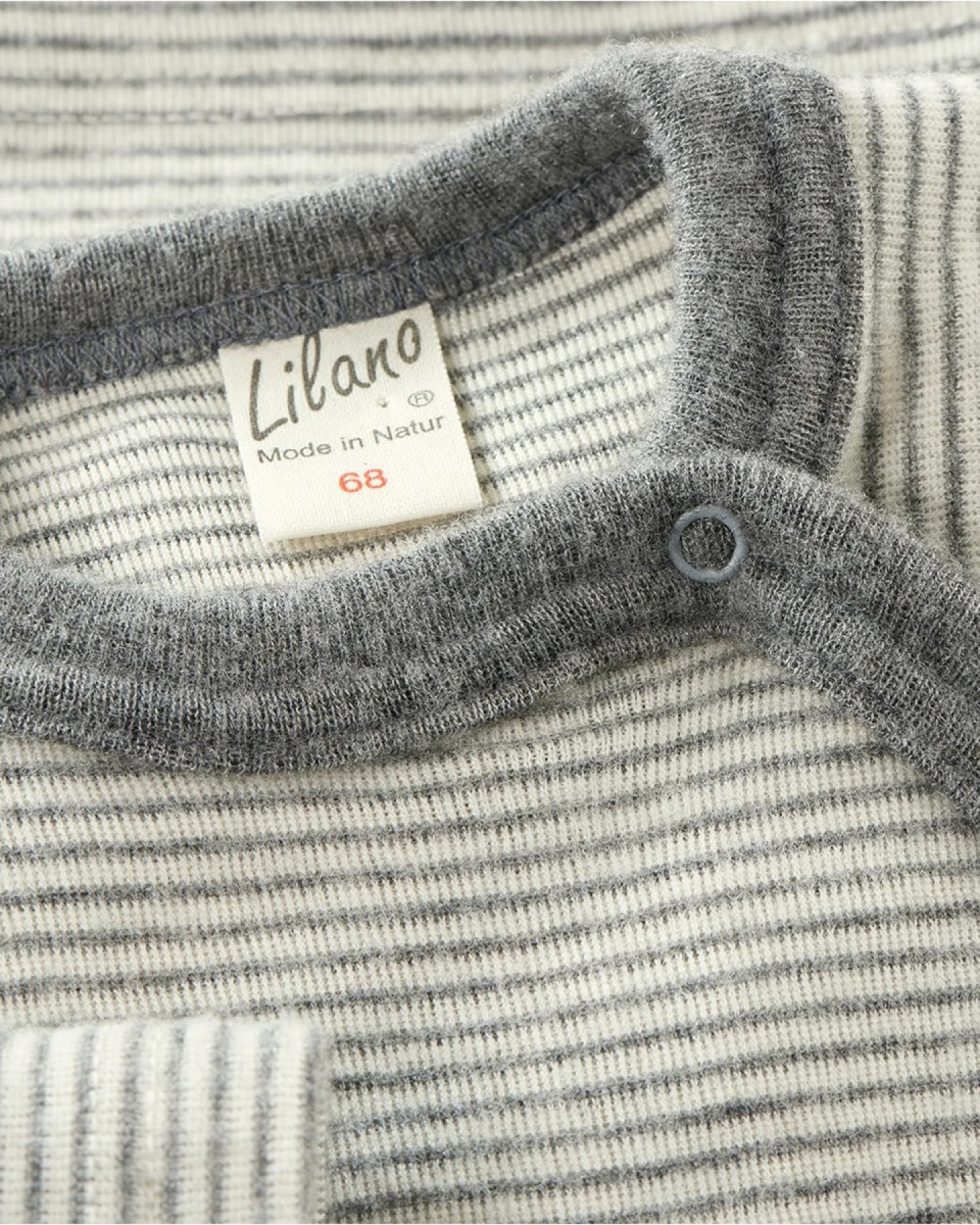 Lilano Baby Jacke Wolle Seide grau-geringelt Gr.56 – Ansicht 2