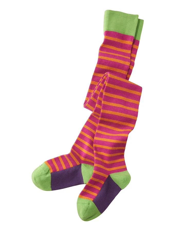 Kinder Strumpfhose mandarine-geringelt Gr.1-2