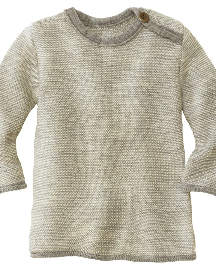 Disana Baby und Kinder Pullover Bio-Merinowolle melange-hellgrau Gr. 74/80