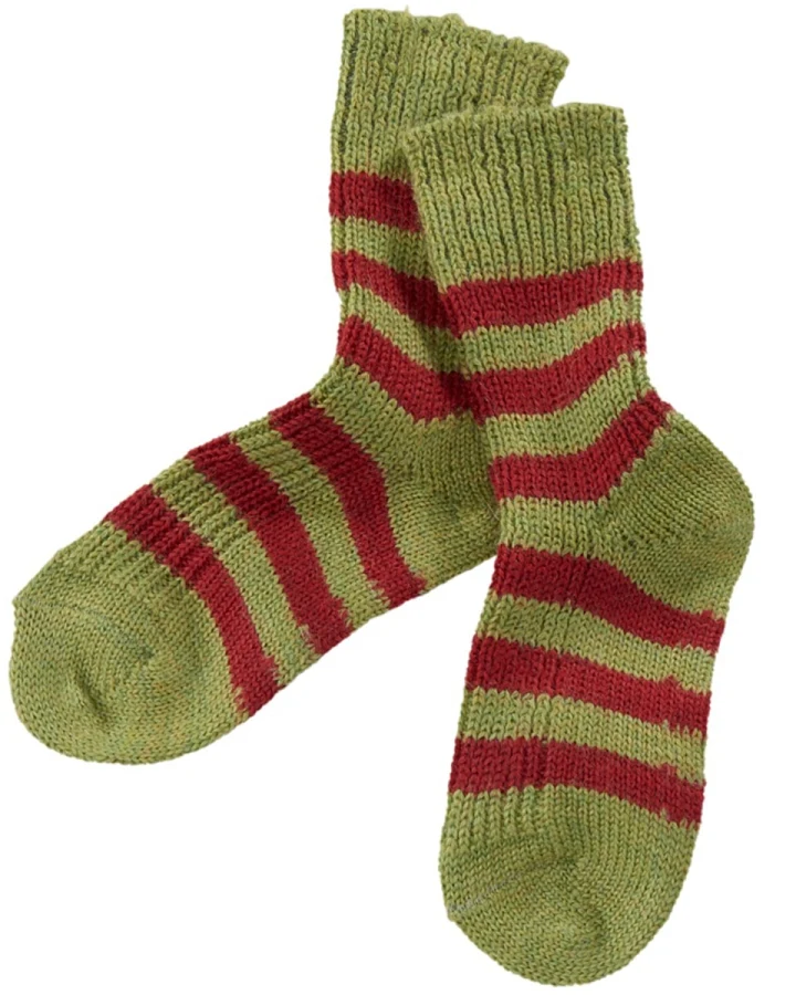 Kinder Socken Bio-Schurwolle maigrün-geringelt Gr.18-20