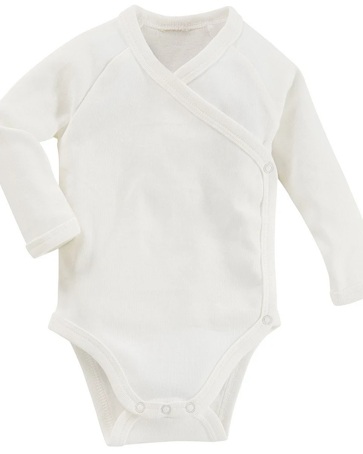 Baby Wickelbody Langarm Bio Baumwolle off white Gr. 50/56
