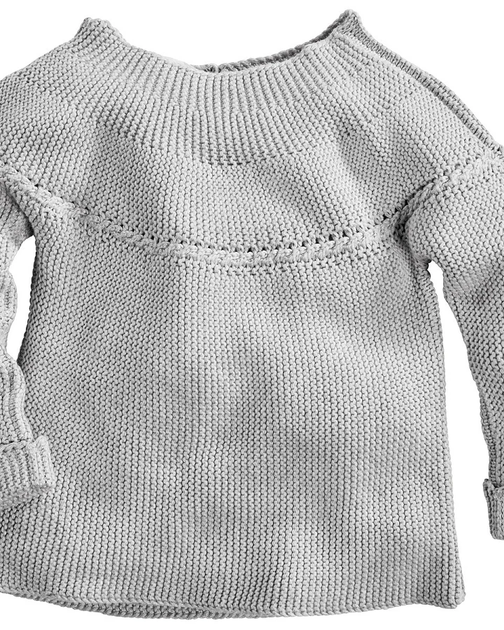 Kinder Pullover Bio-Baumwolle Strick hellgrau melange Gr.86/92