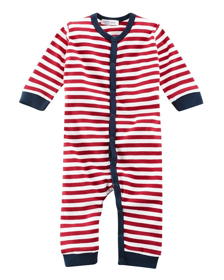 Living Crafts Baby und Kinder Schlafanzug Bio-Baumwolle rot-weiß gestreift Gr. 62/68