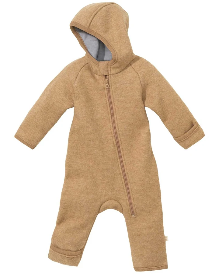 Disana Baby Walk-Overall mit Zipper Bio-Merinowolle karamell Gr.62/68