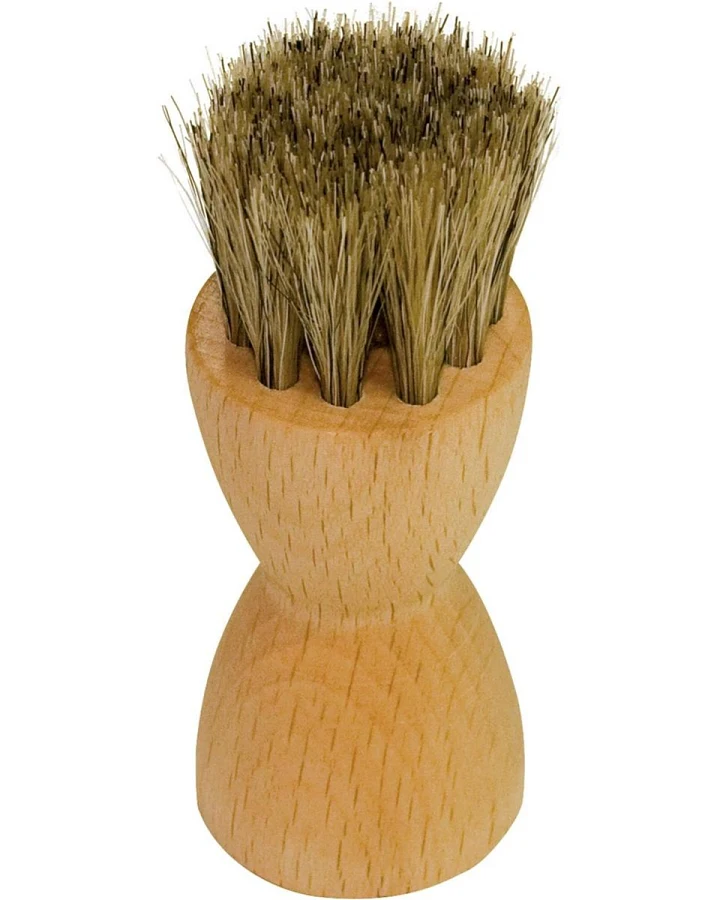 Schuhbürste zum Auftragen Diabolo aus Holz mit Rosshaarborsten Durchmesser 2,2 cm, Höhe 5 cm