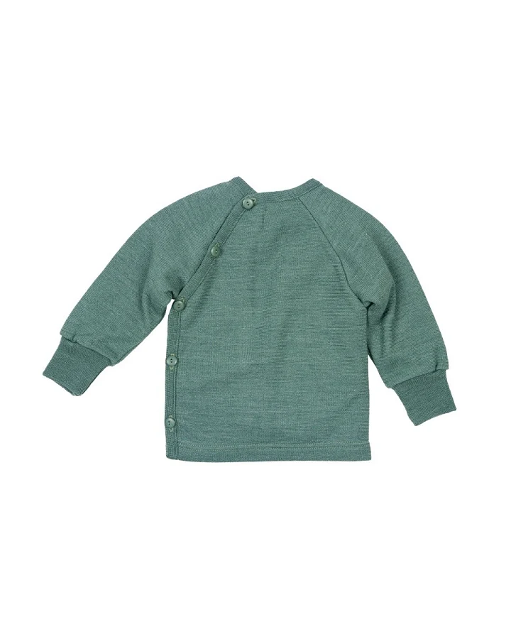 Baby Jacke Schlüttli Wolle Seide Frottee salbei Gr.50/56