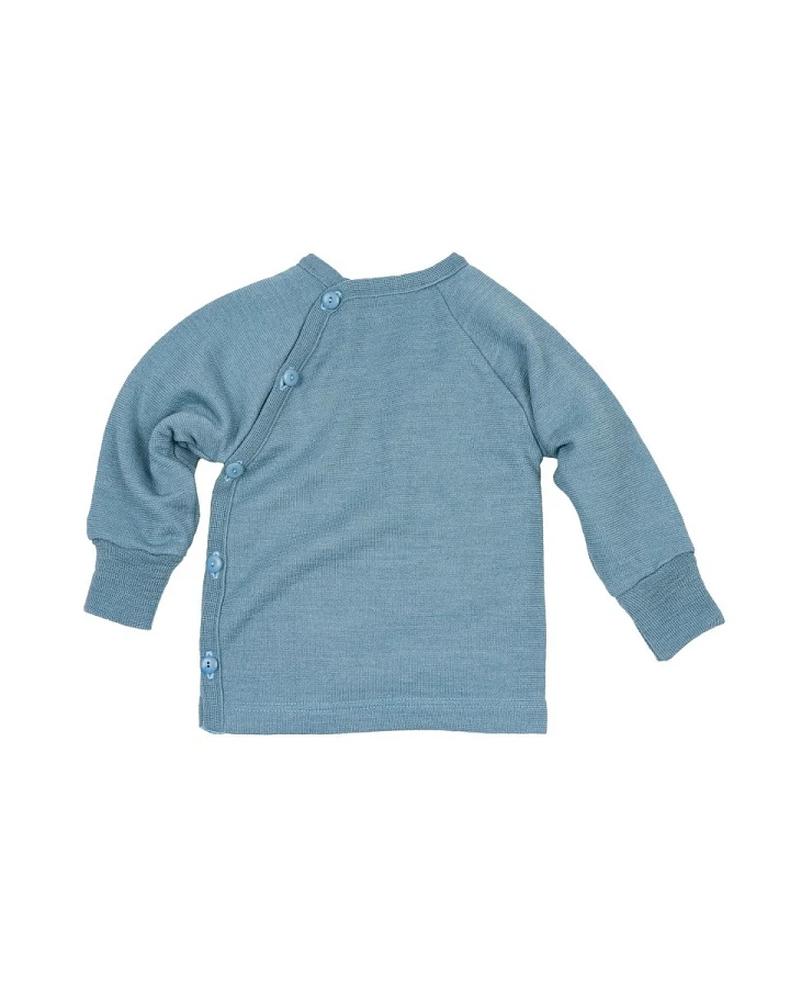 Baby Jacke Schlüttli Wolle Seide Frottee aqua Gr.50/56