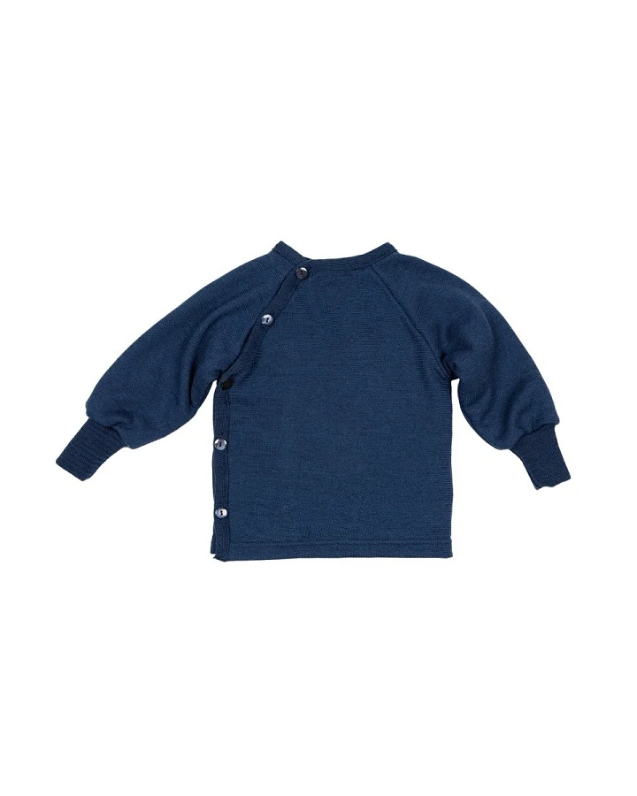 Baby Jacke Schlüttli Wolle Seide Frottee marine Gr.50/56