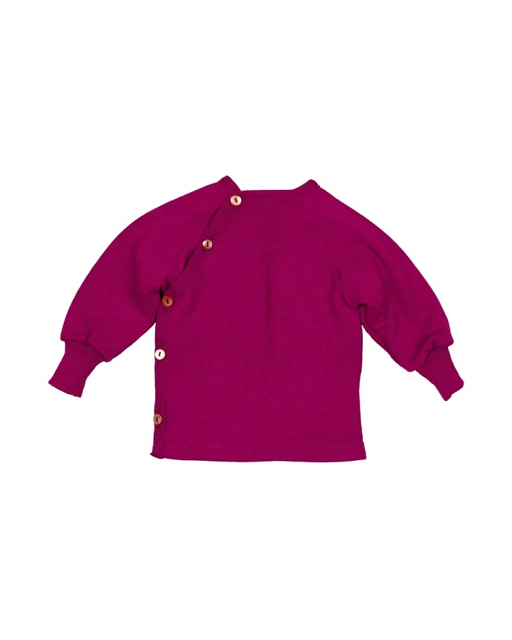 Baby Jacke Schlüttli Wolle Seide Frottee beere Gr.50/56