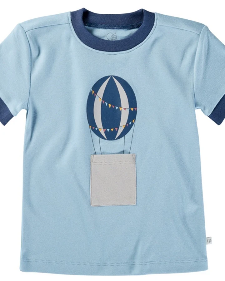 Kinder T-Shirt Bio-Baumwolle Heißluftballon blau Gr.86/92